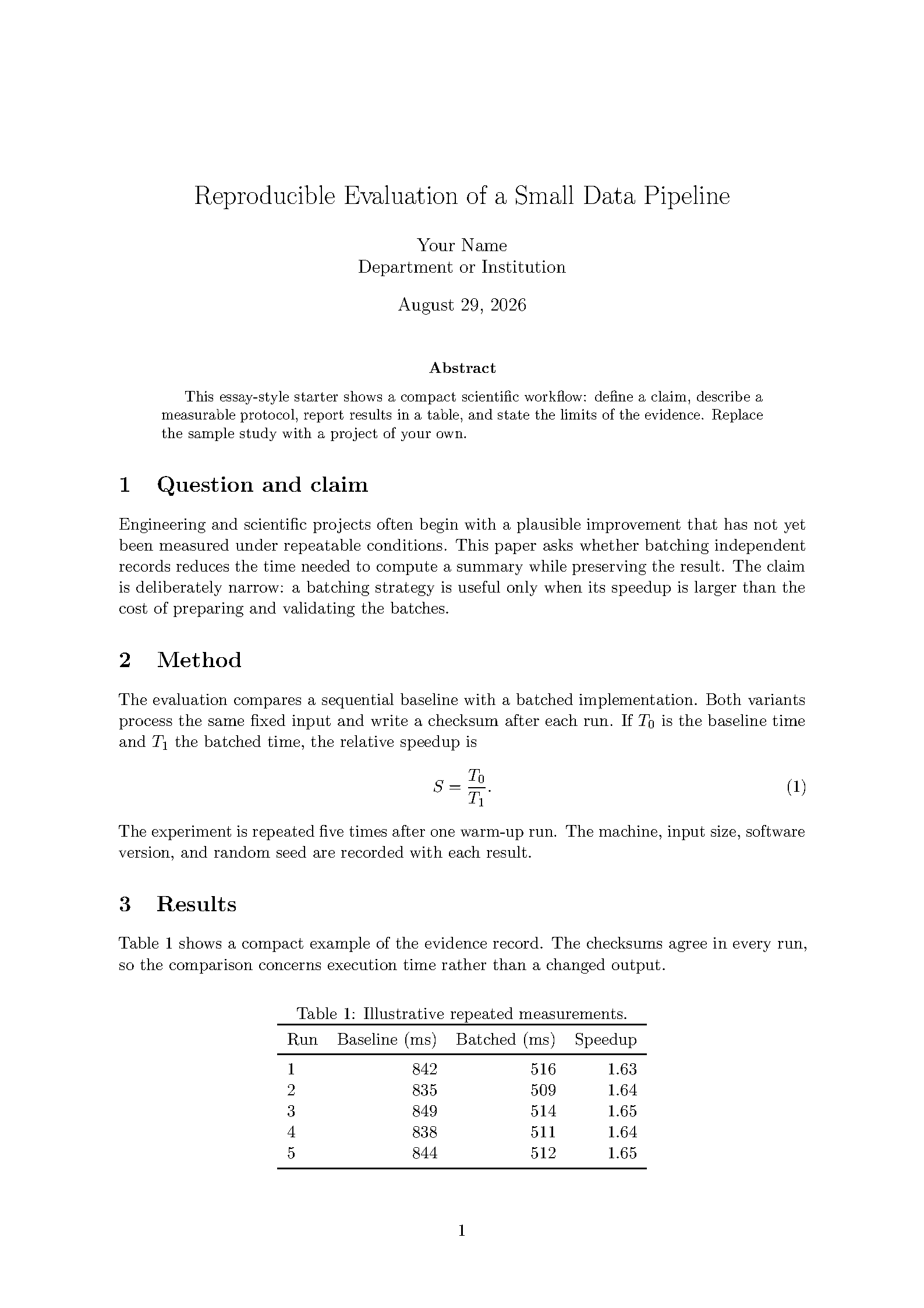 First page of Scientific Template Collection Essay