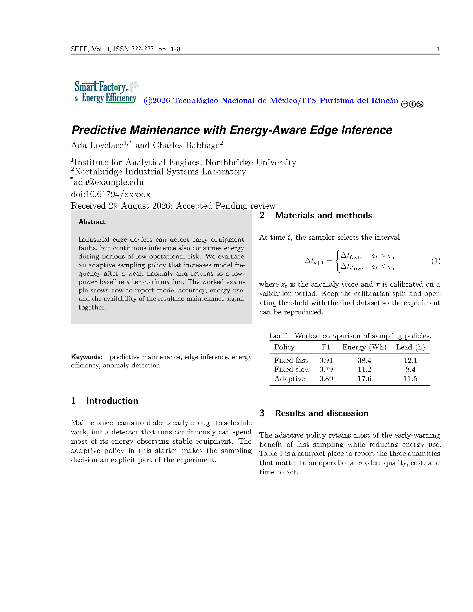First page of SFEE Journal Article