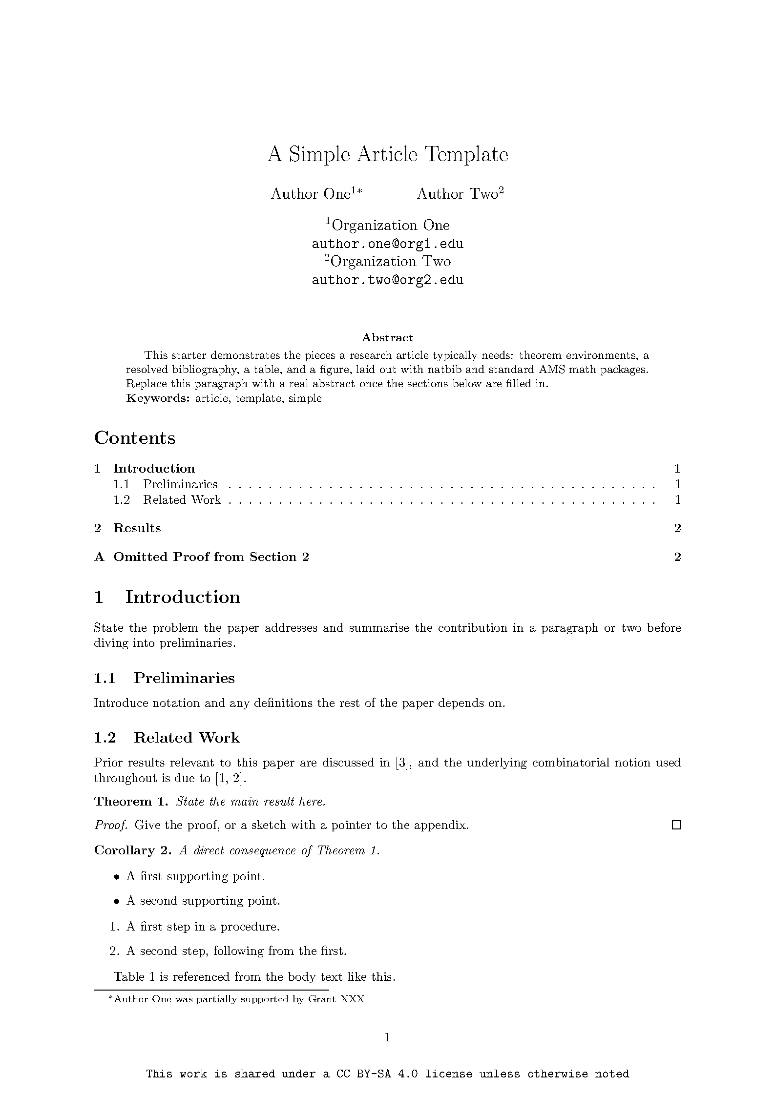 First page of Simple Article