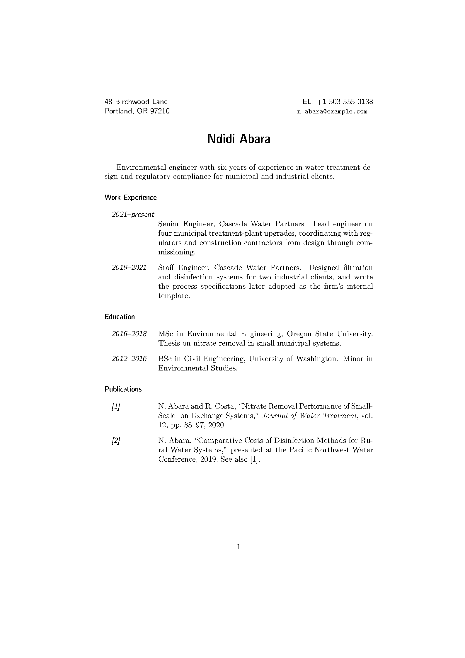 First page of the SimpleCV template