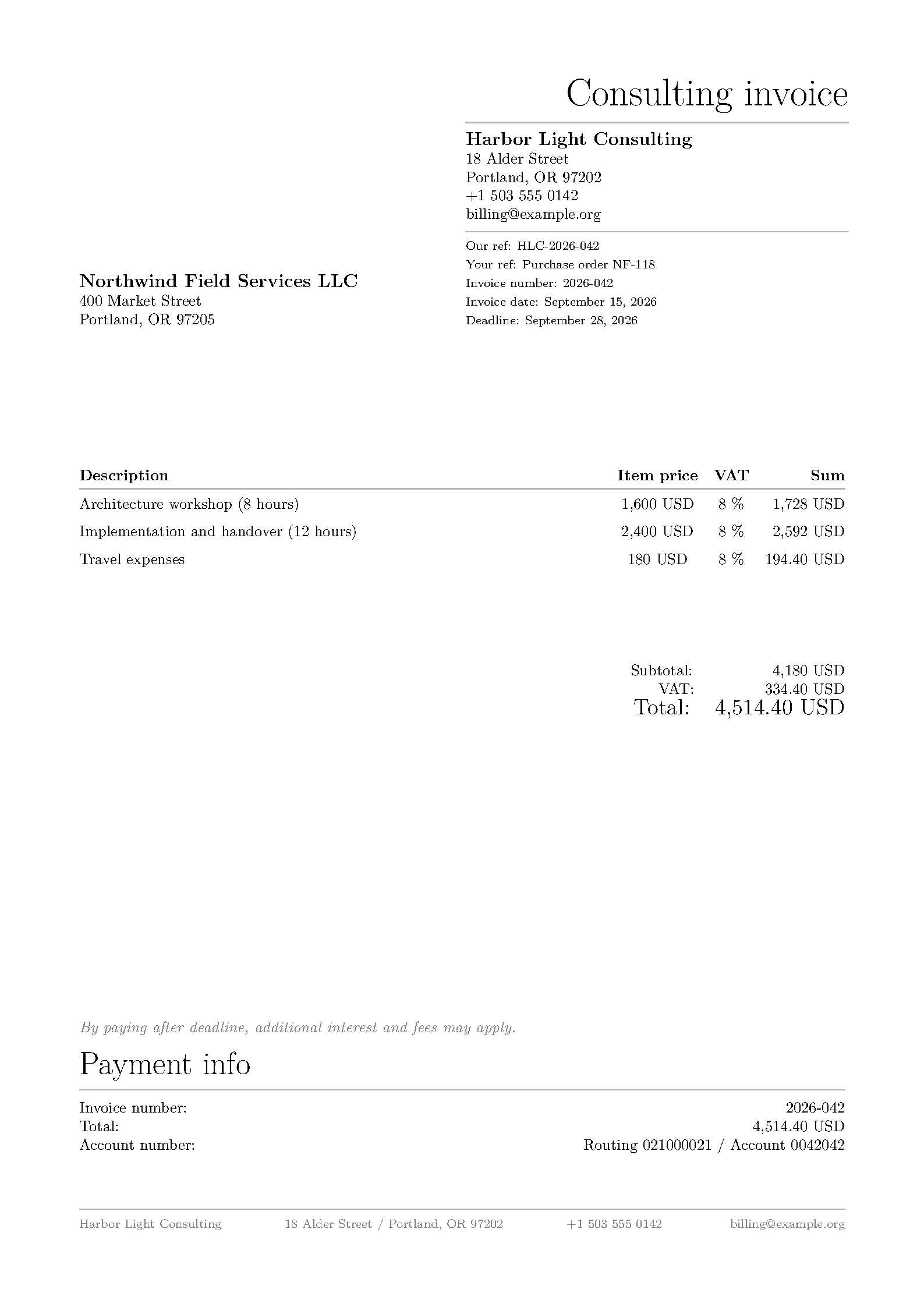 First page of Simple Invoice