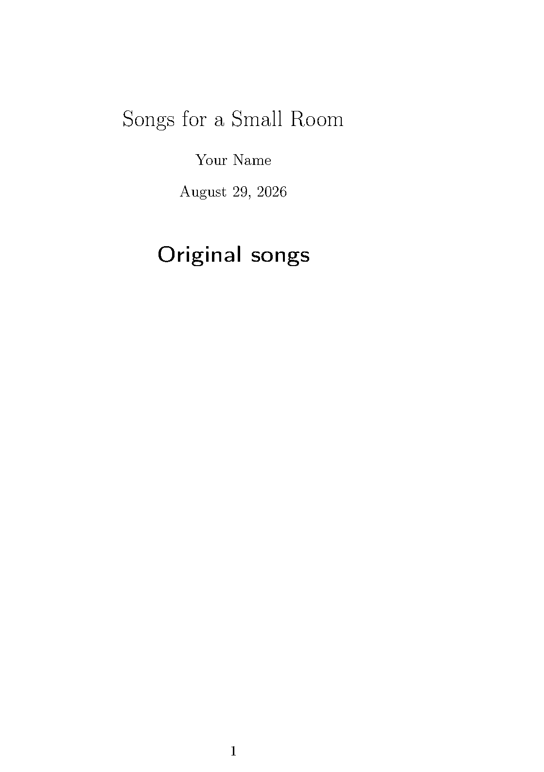 First page of Songs Lyric and Chord Book