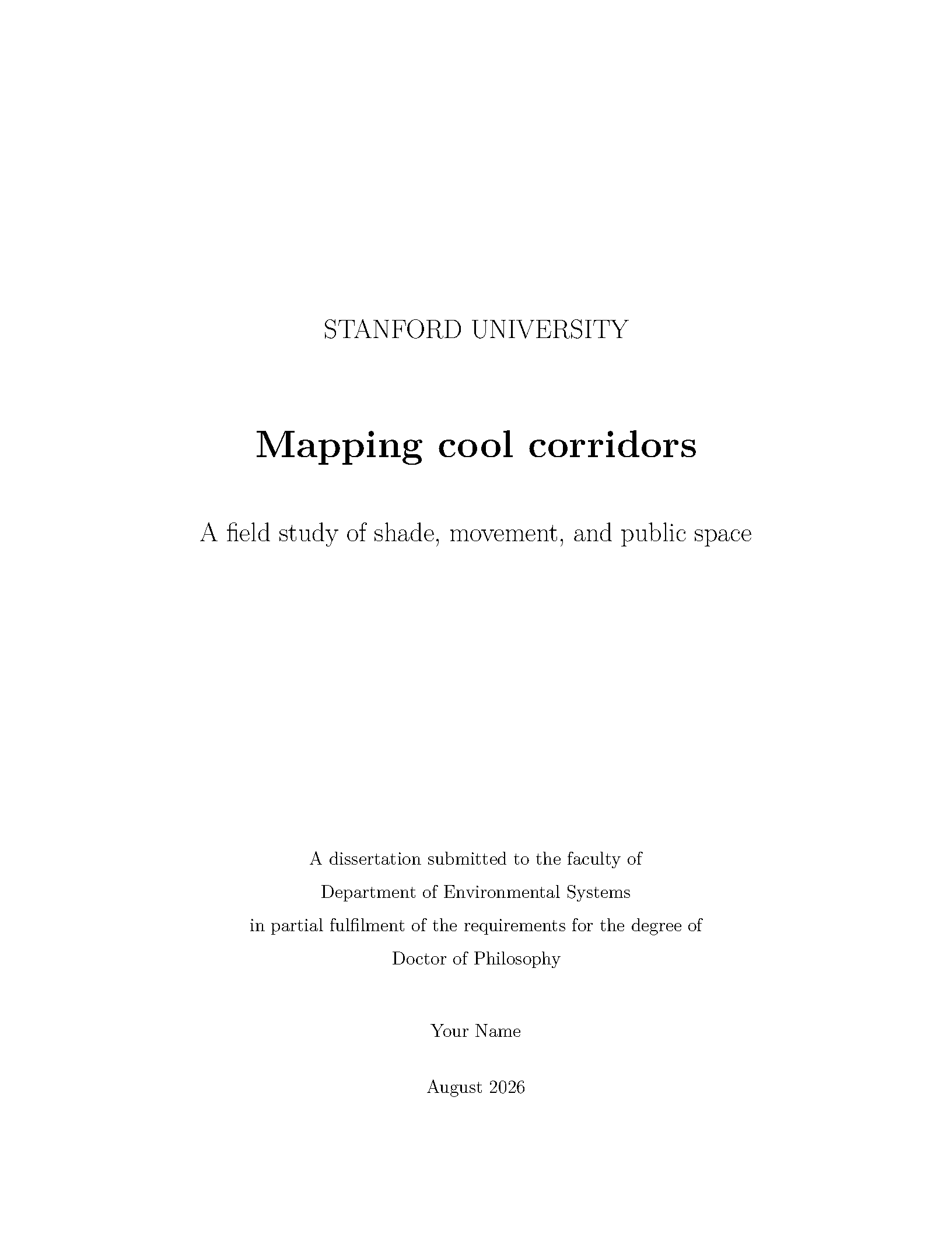 First page of Stanford Thesis Example