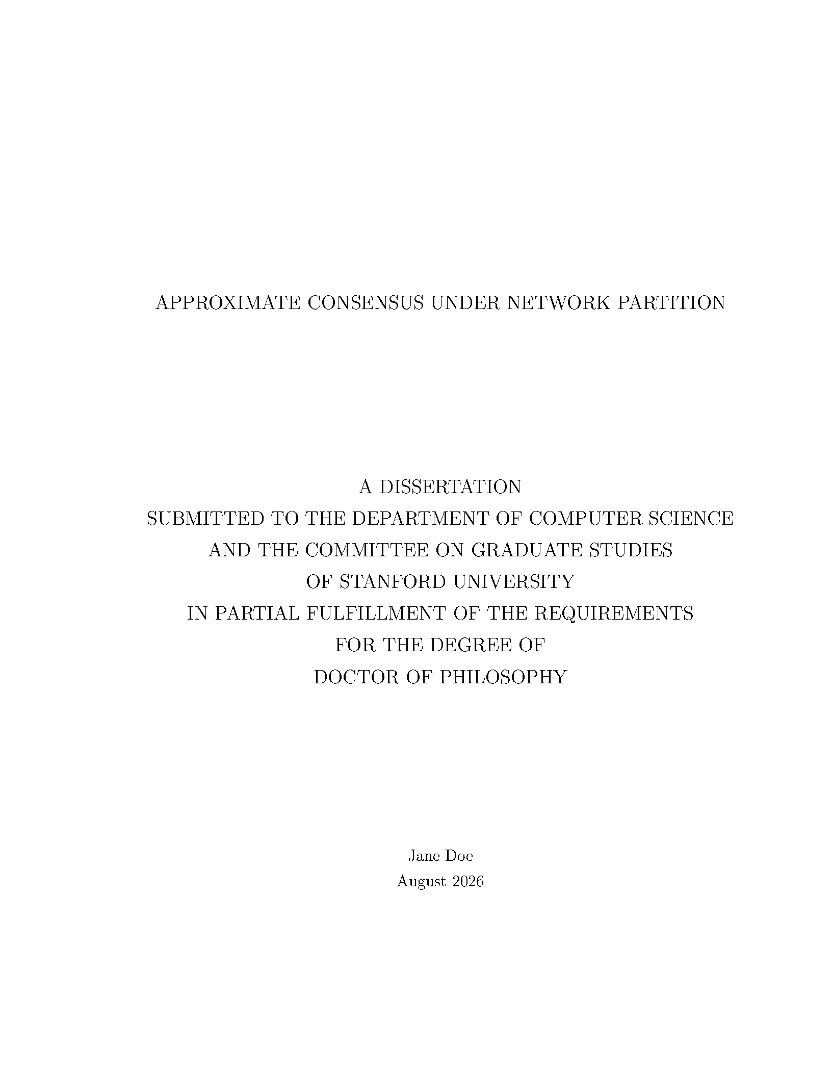 First page of Stanford Thesis