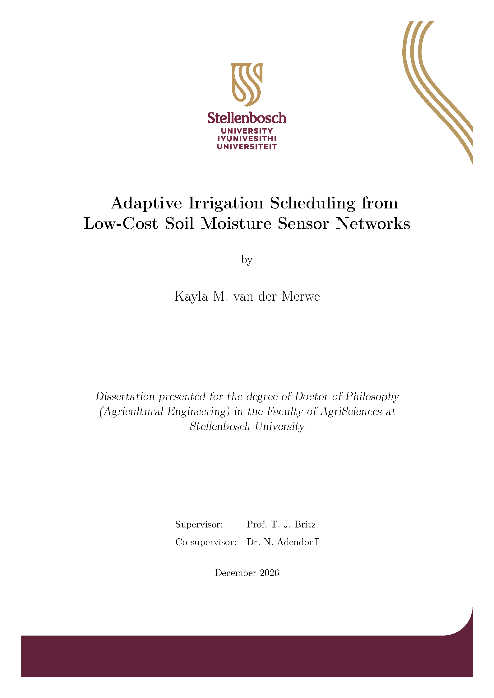 First page of Stellenbosch University Thesis