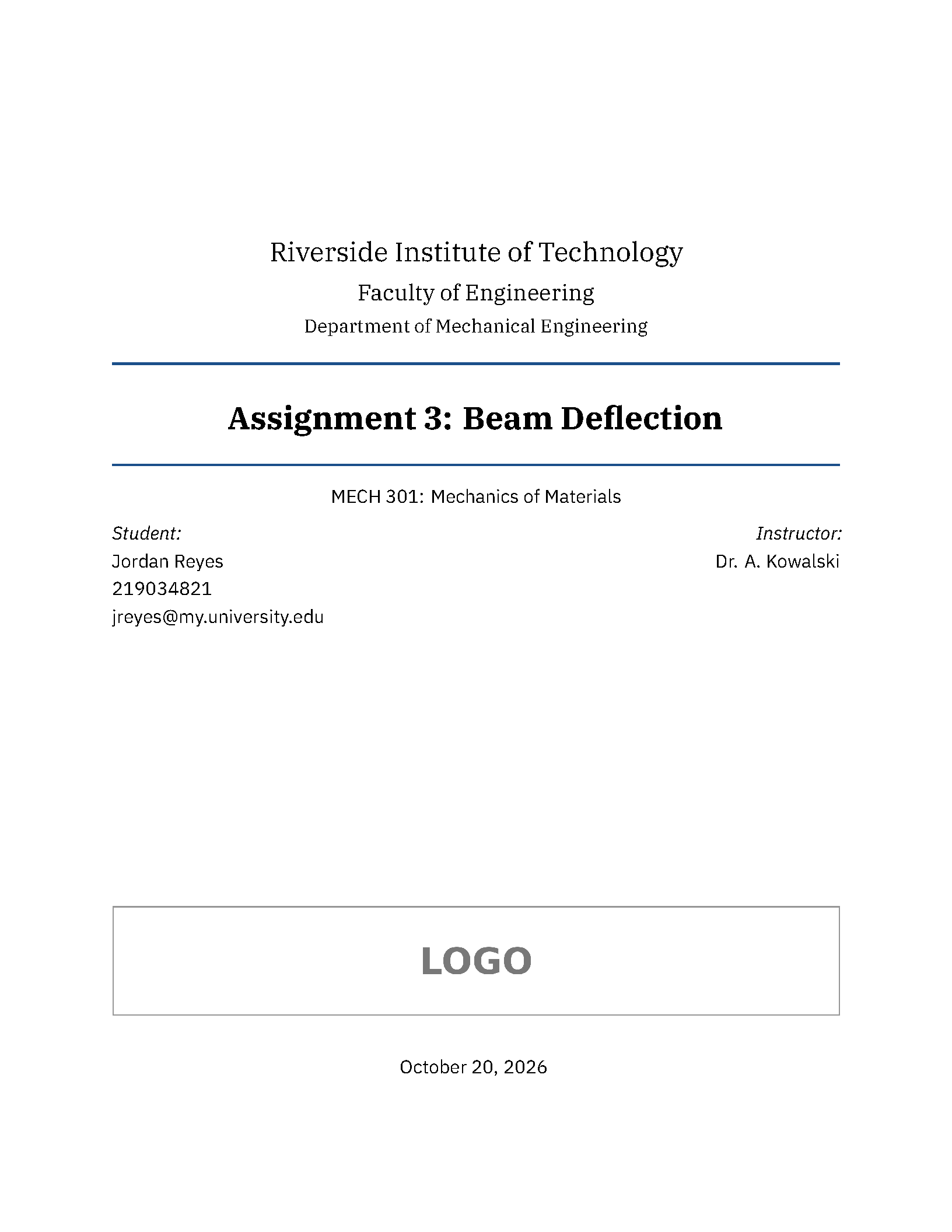 First page of the STEM Assignment Template template