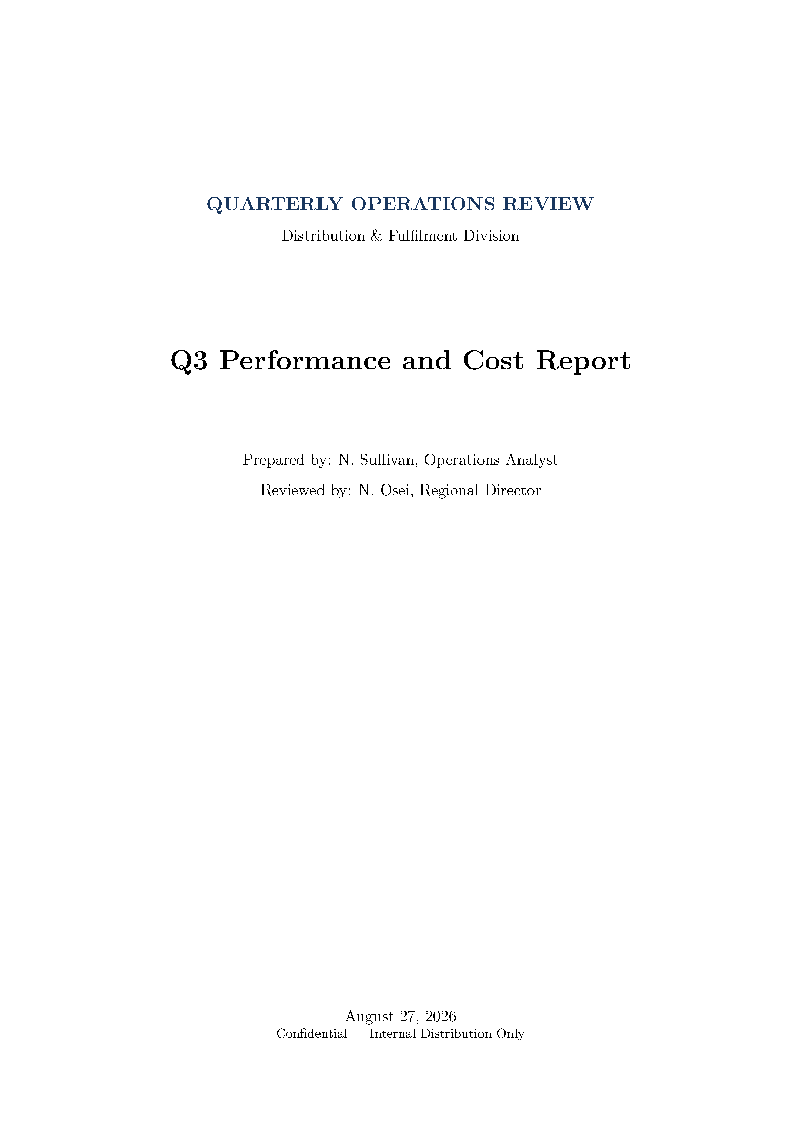 First page of Sullivan Business Report
