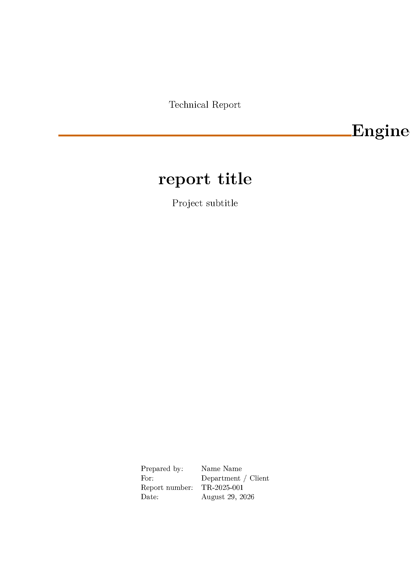 First page of the Technical Report Cover Starter template