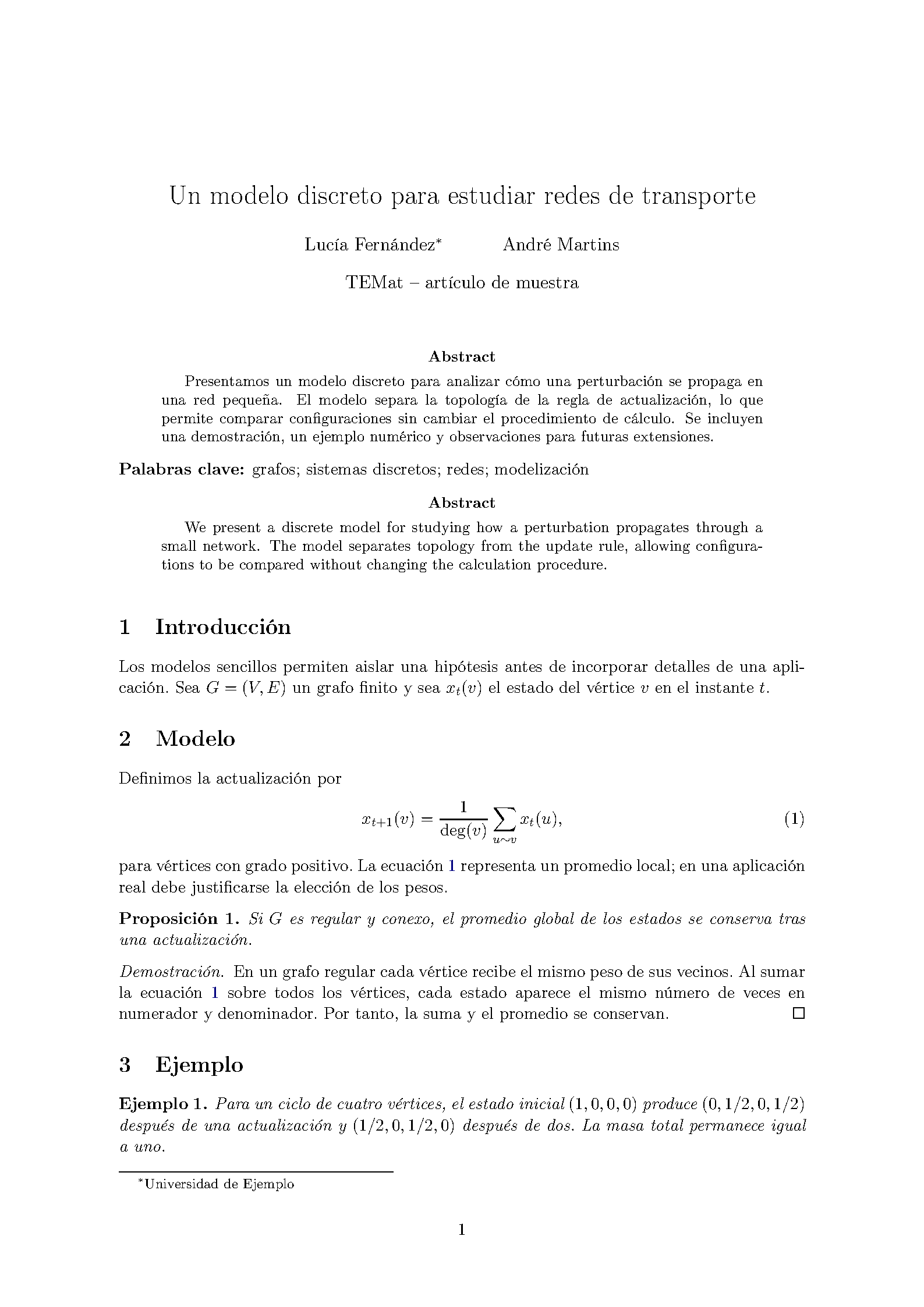 First page of TEMat Article
