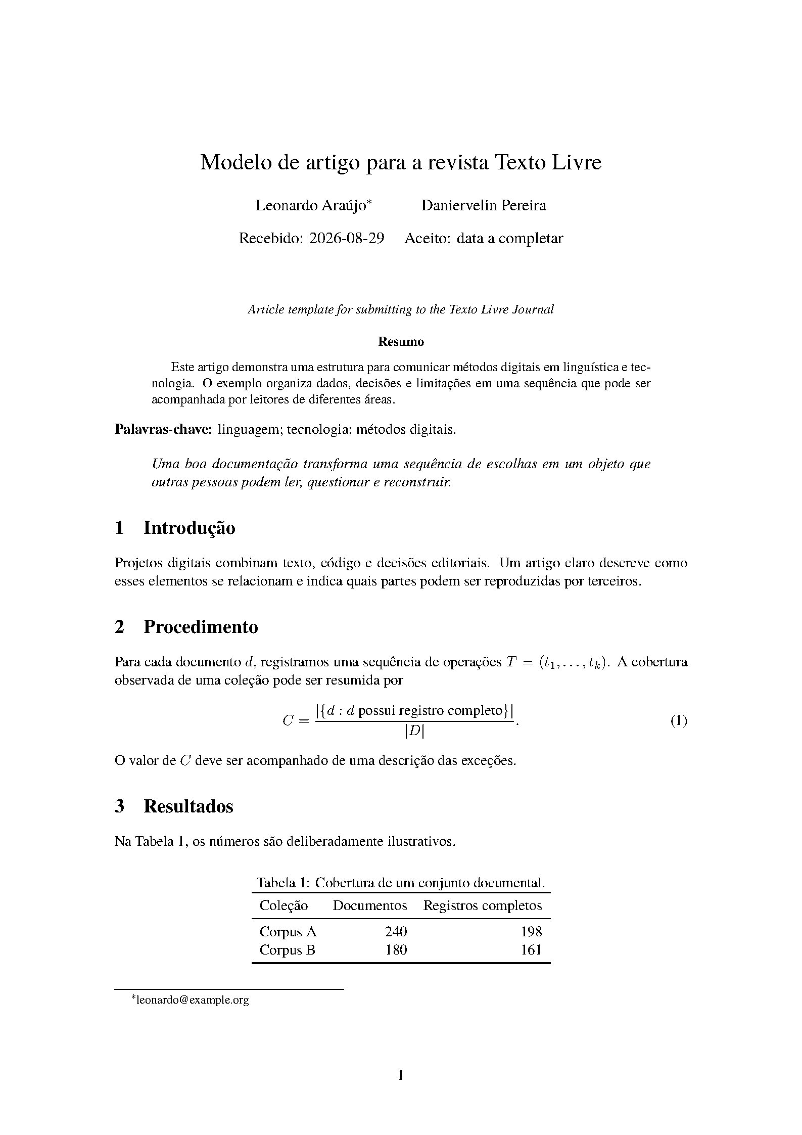 First page of Texto Livre: Linguagem e Tecnologia