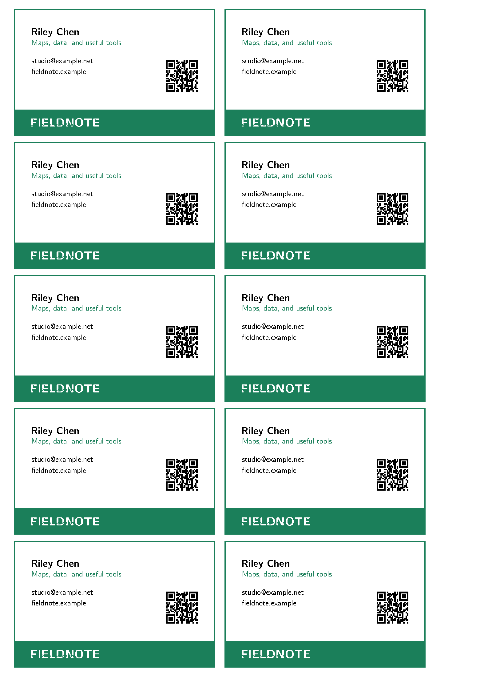 First page of the Themed Business Card template