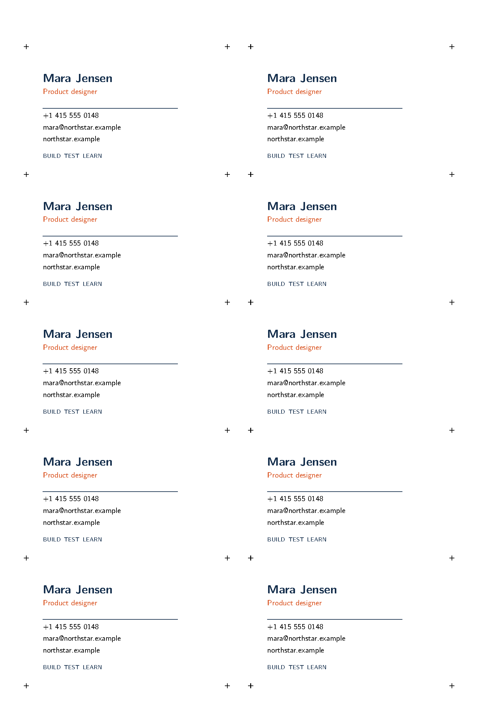 First page of the Ticket Business Cards template