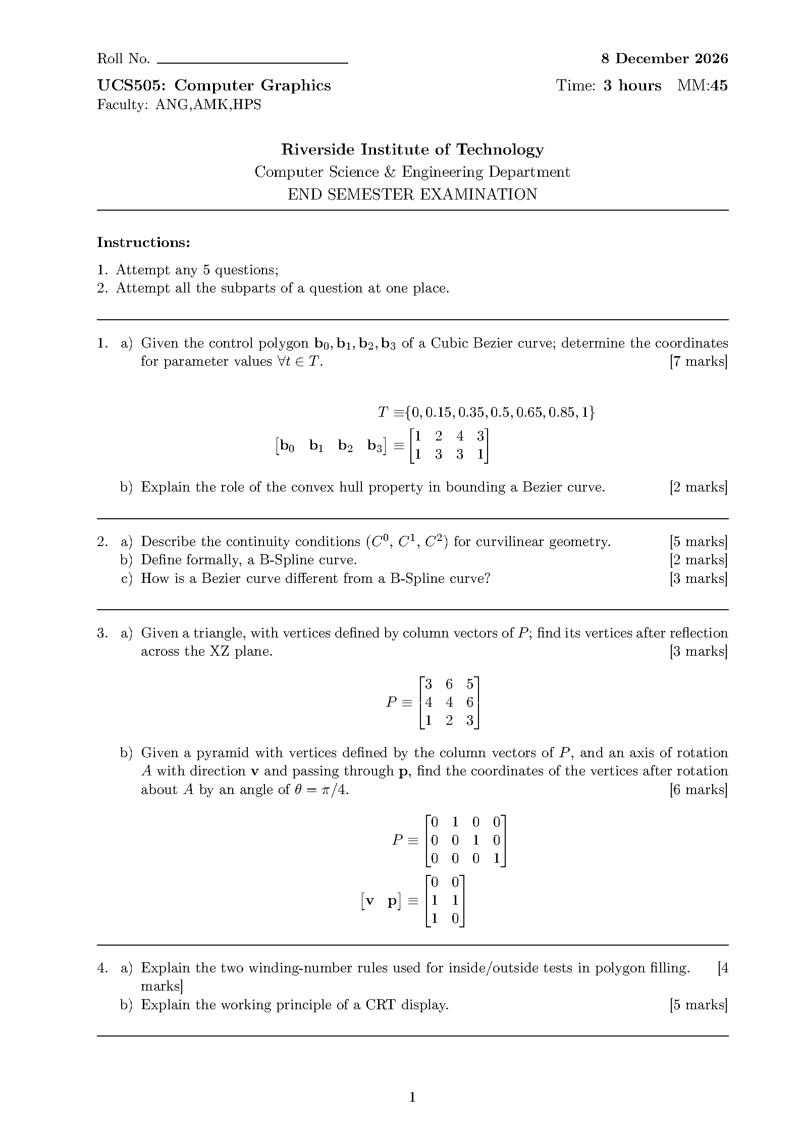 First page of the TIET Question Paper template