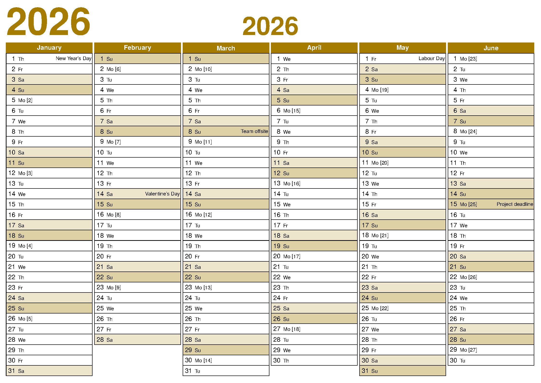 First page of the TikZ Wall Calendar template