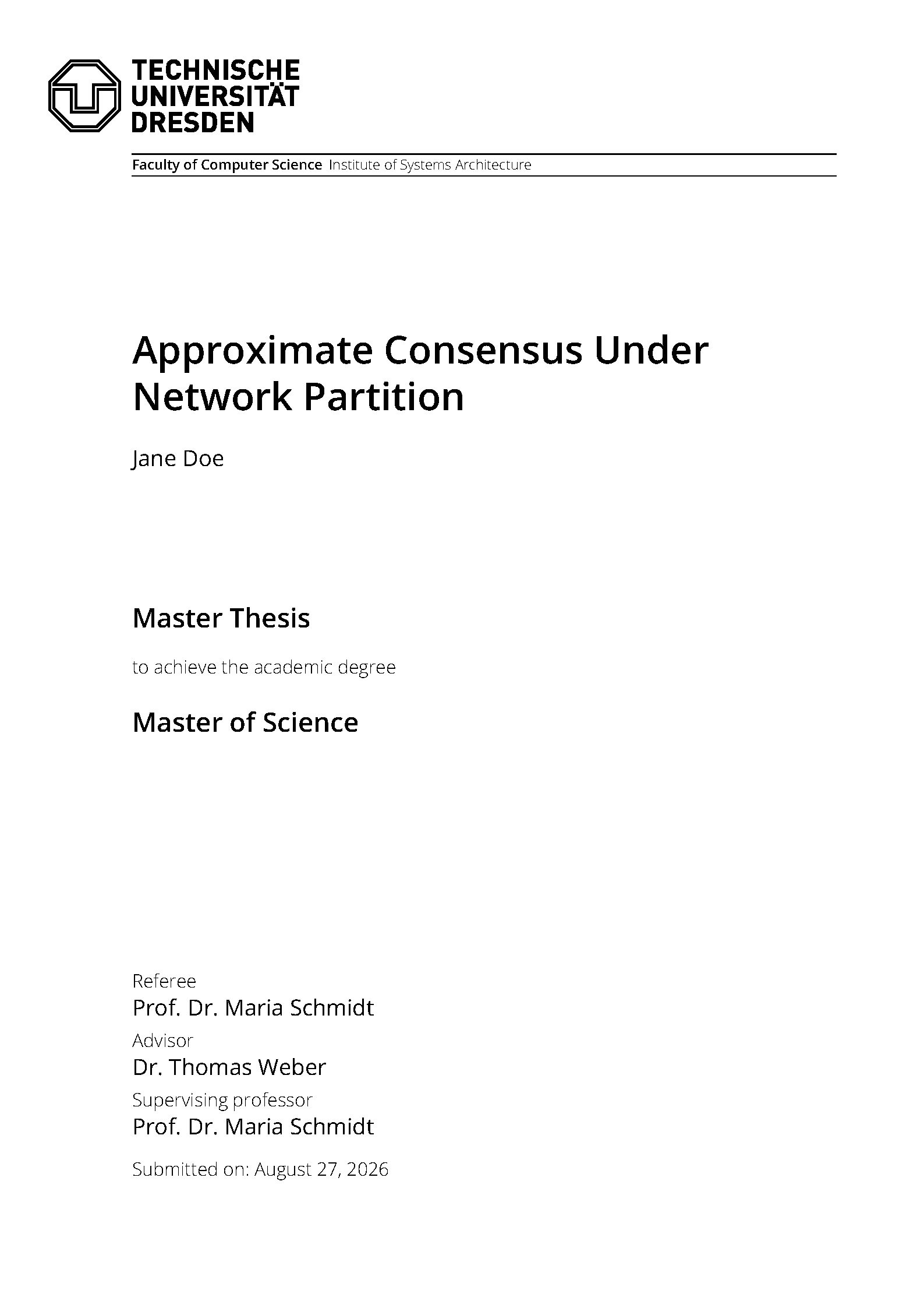 First page of TU Dresden Thesis (tudscr)