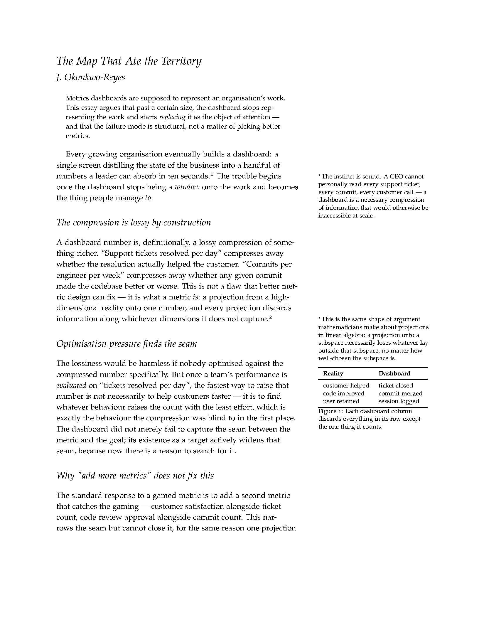 First page of the compiled Tufte Essay template