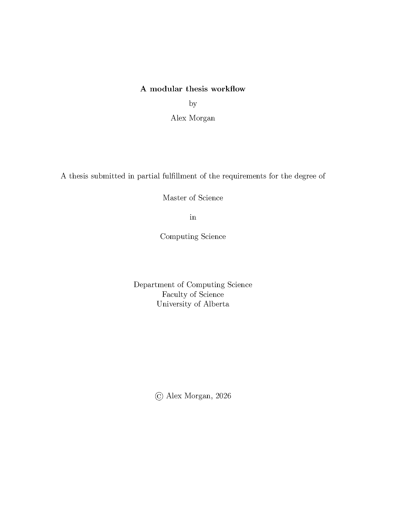First page of University of Alberta Thesis