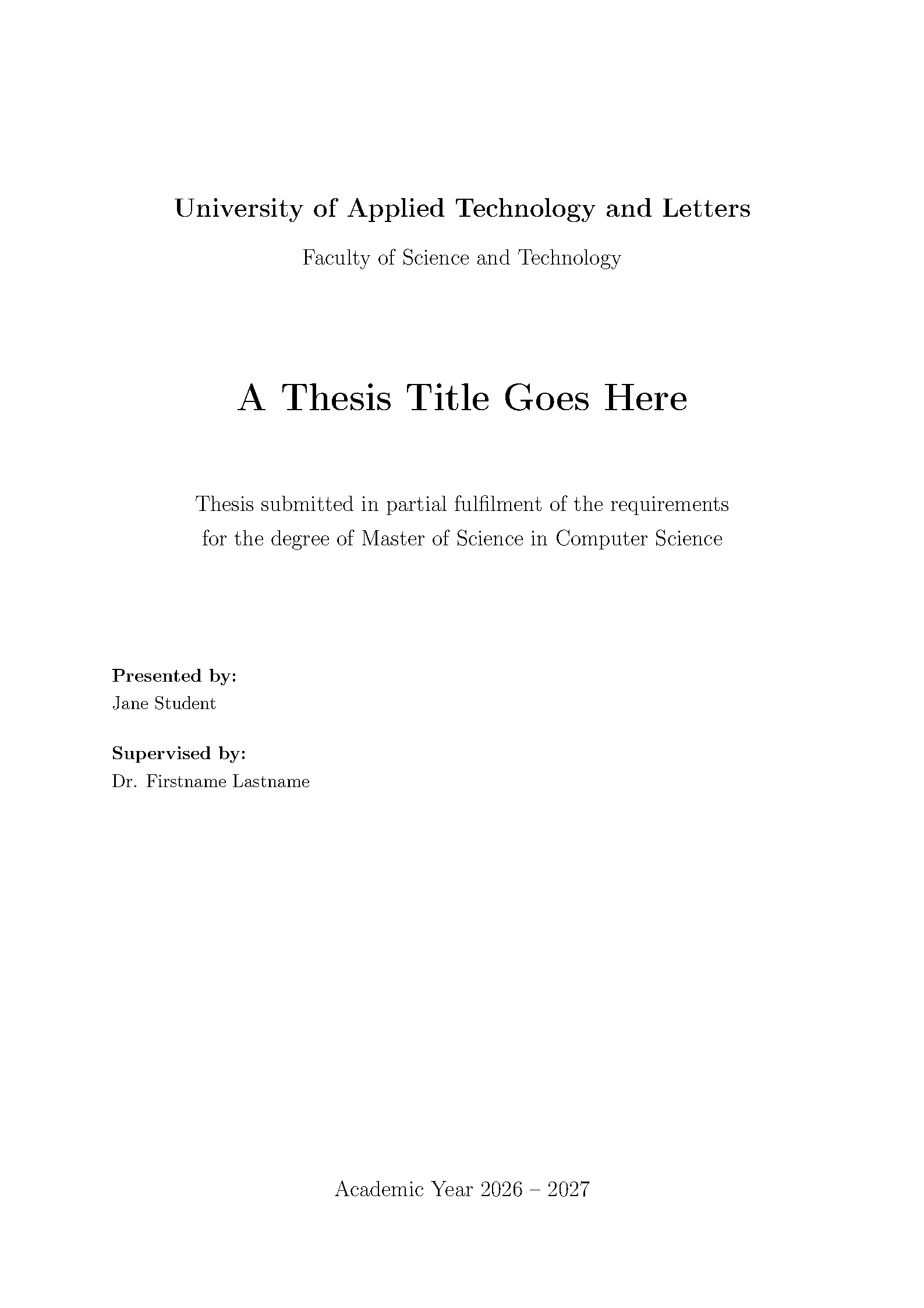 First page of UATL Thesis