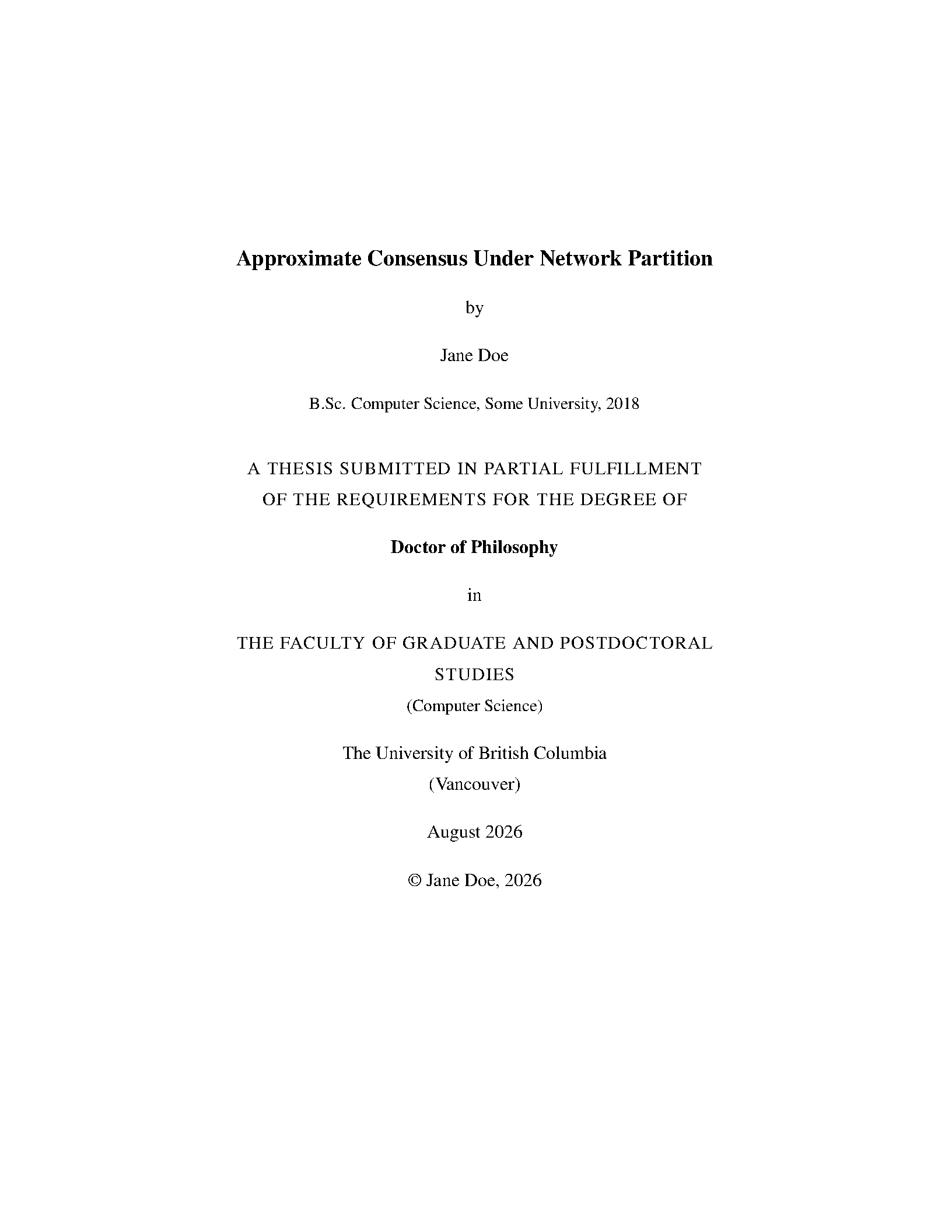 First page of UBC Dissertation