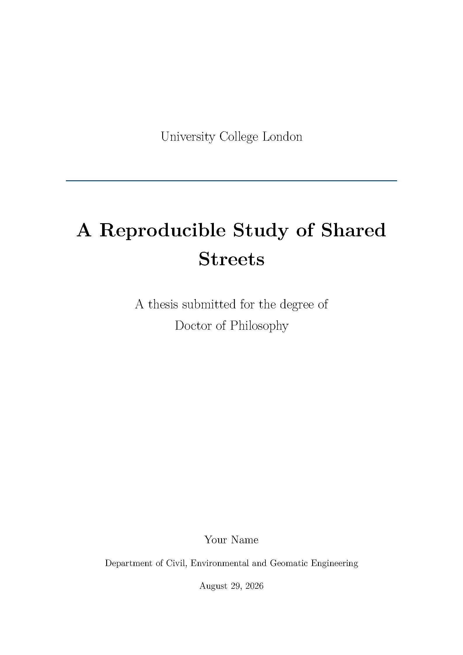First page of UCL Thesis Starter