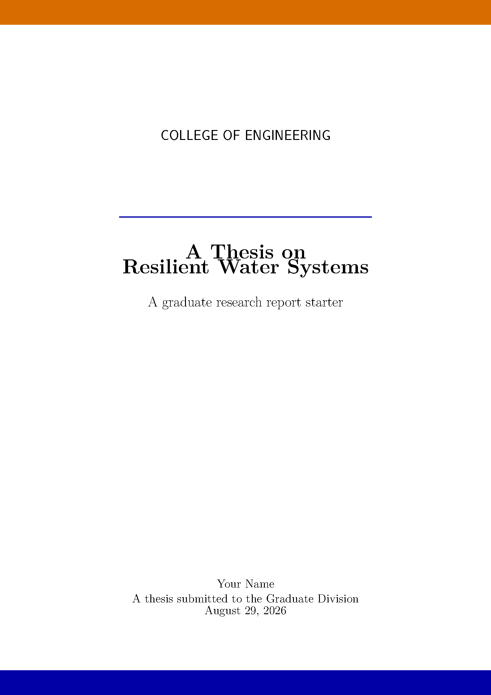 First page of the UCR Thesis Title Page Starter template