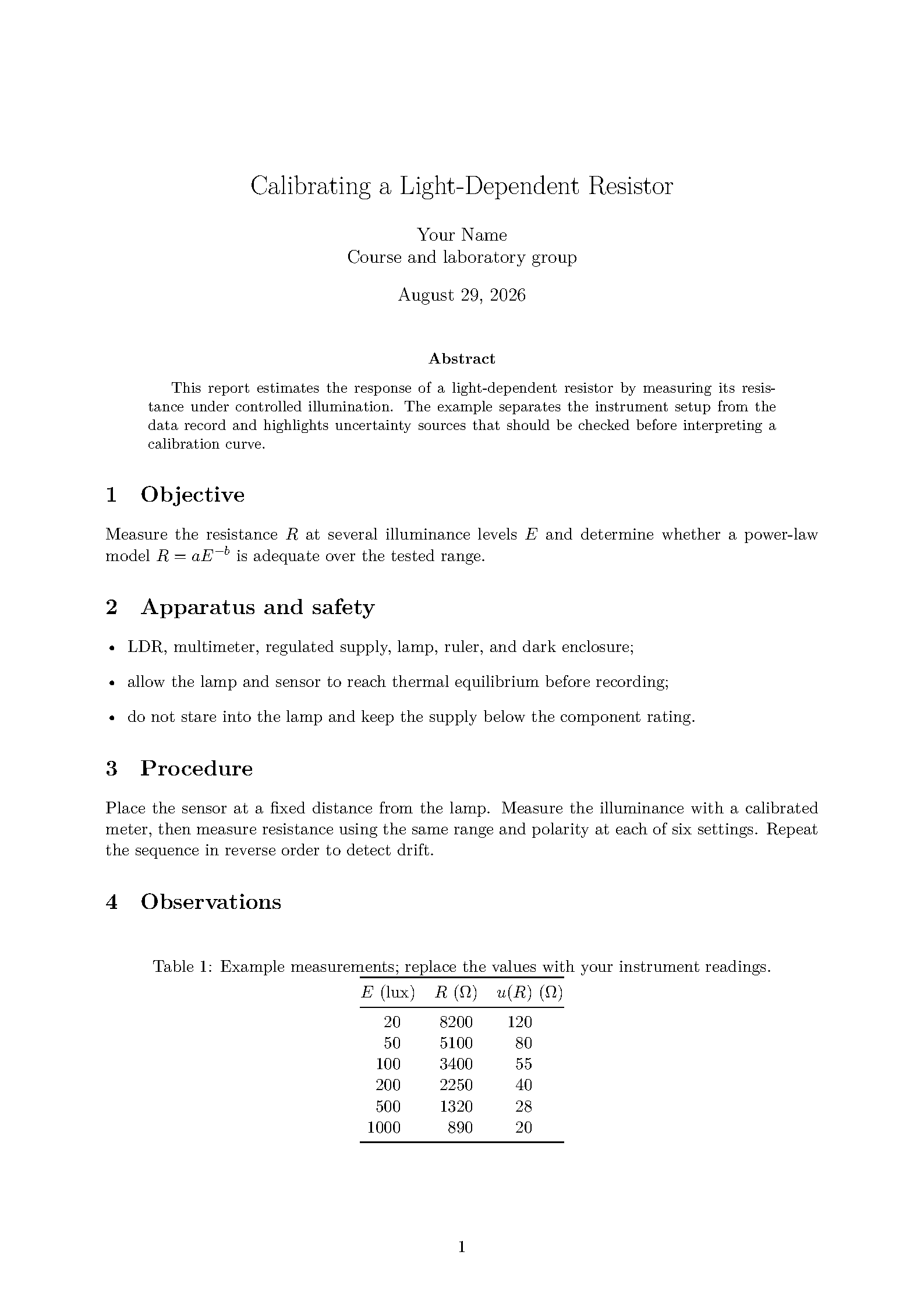 First page of UESTC Laboratory Report