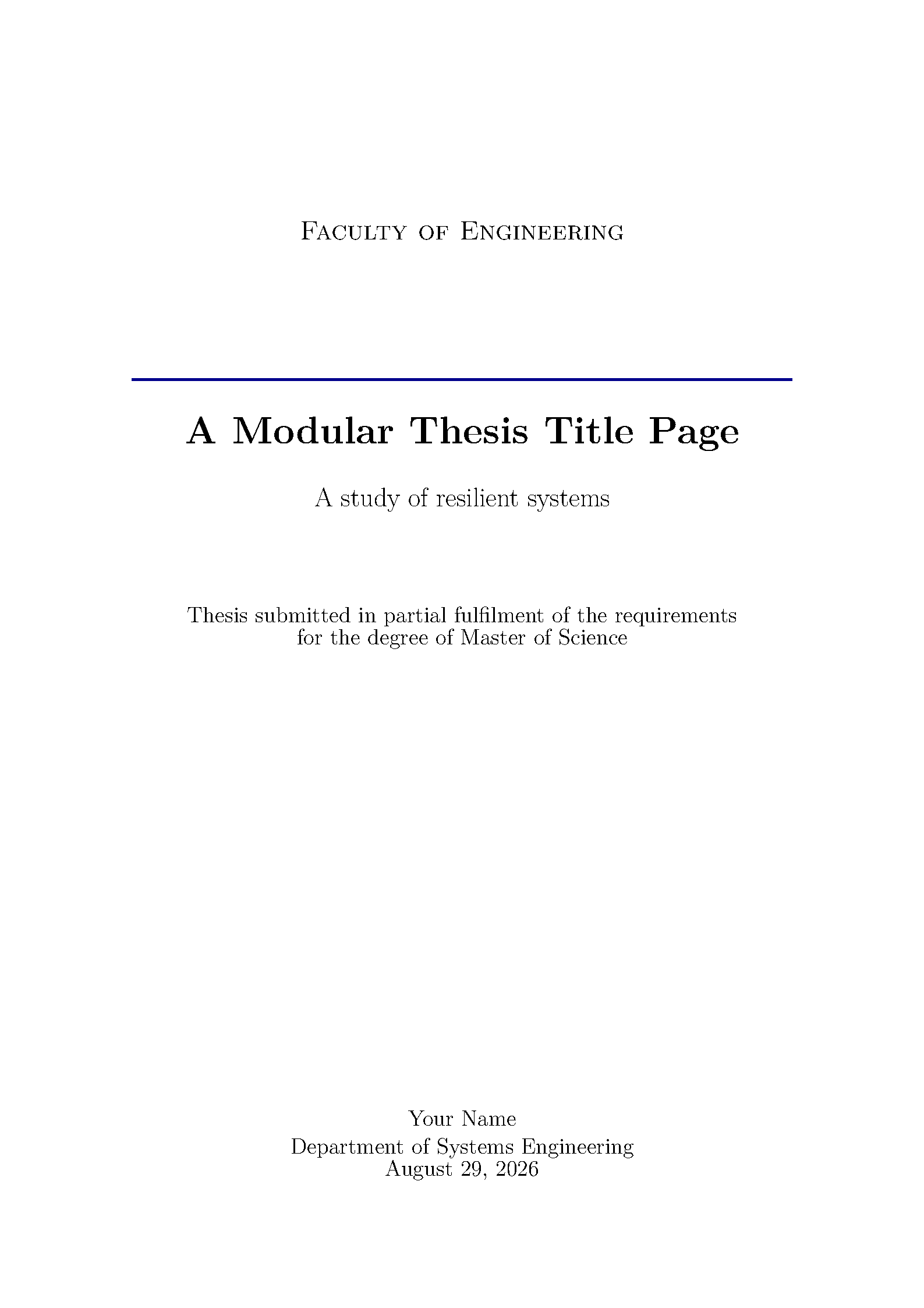 First page of the UiS Thesis Title Page Starter template