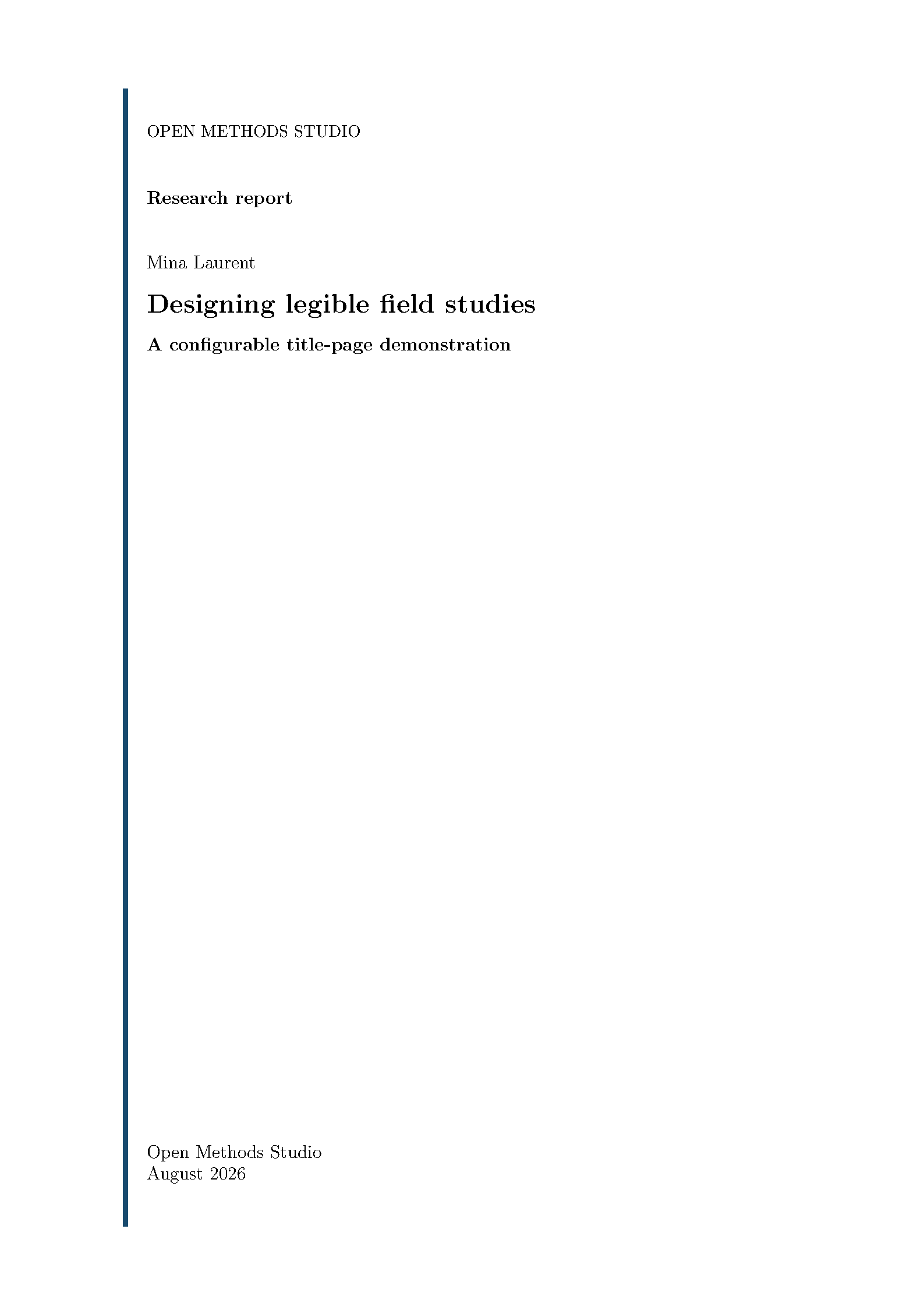 First page of the Universal Title Page template