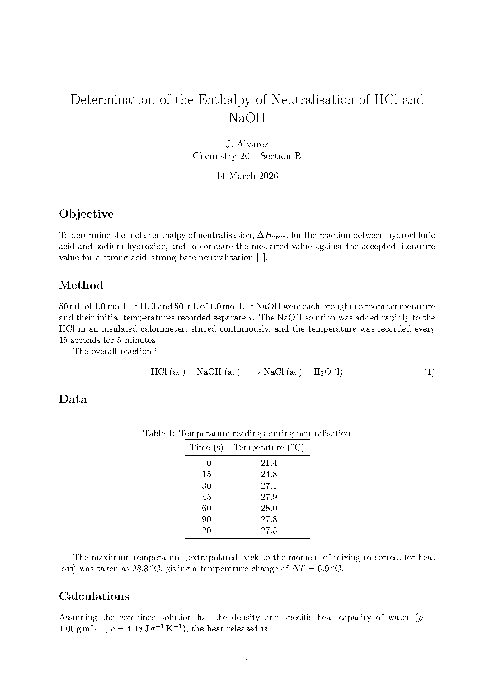 First page of University/School Laboratory Report