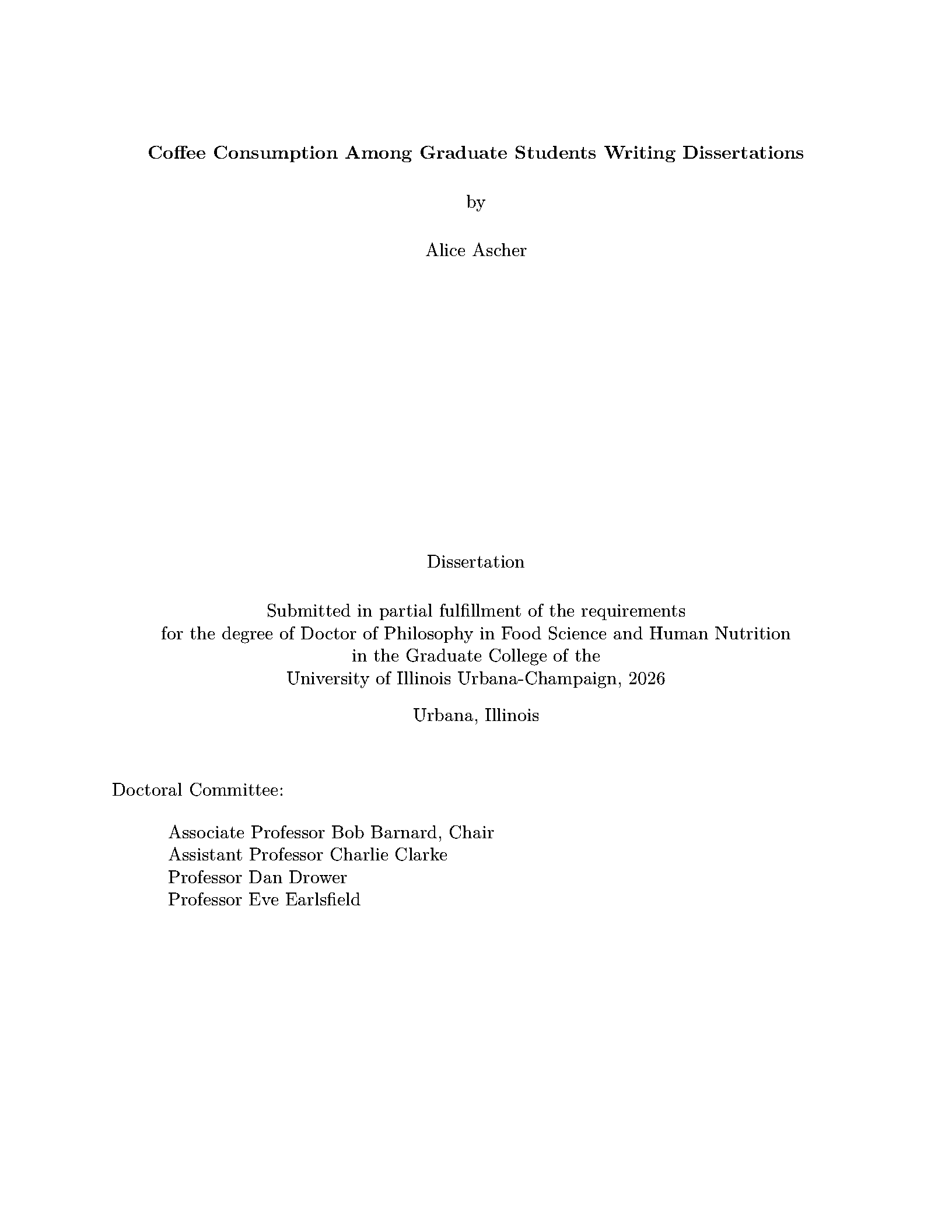 First page of University of Illinois Thesis Starter
