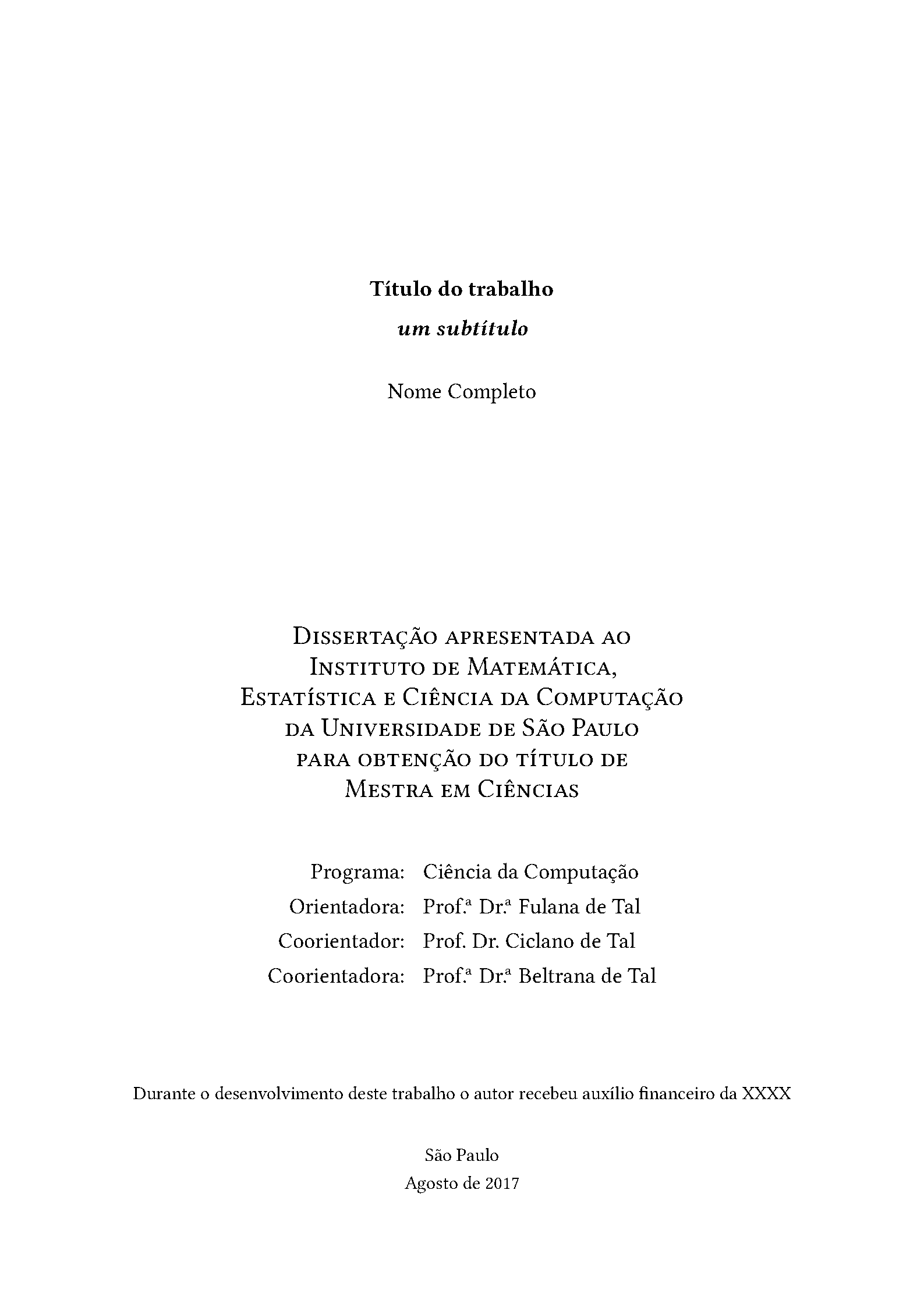 First page of USP/IME Thesis Starter