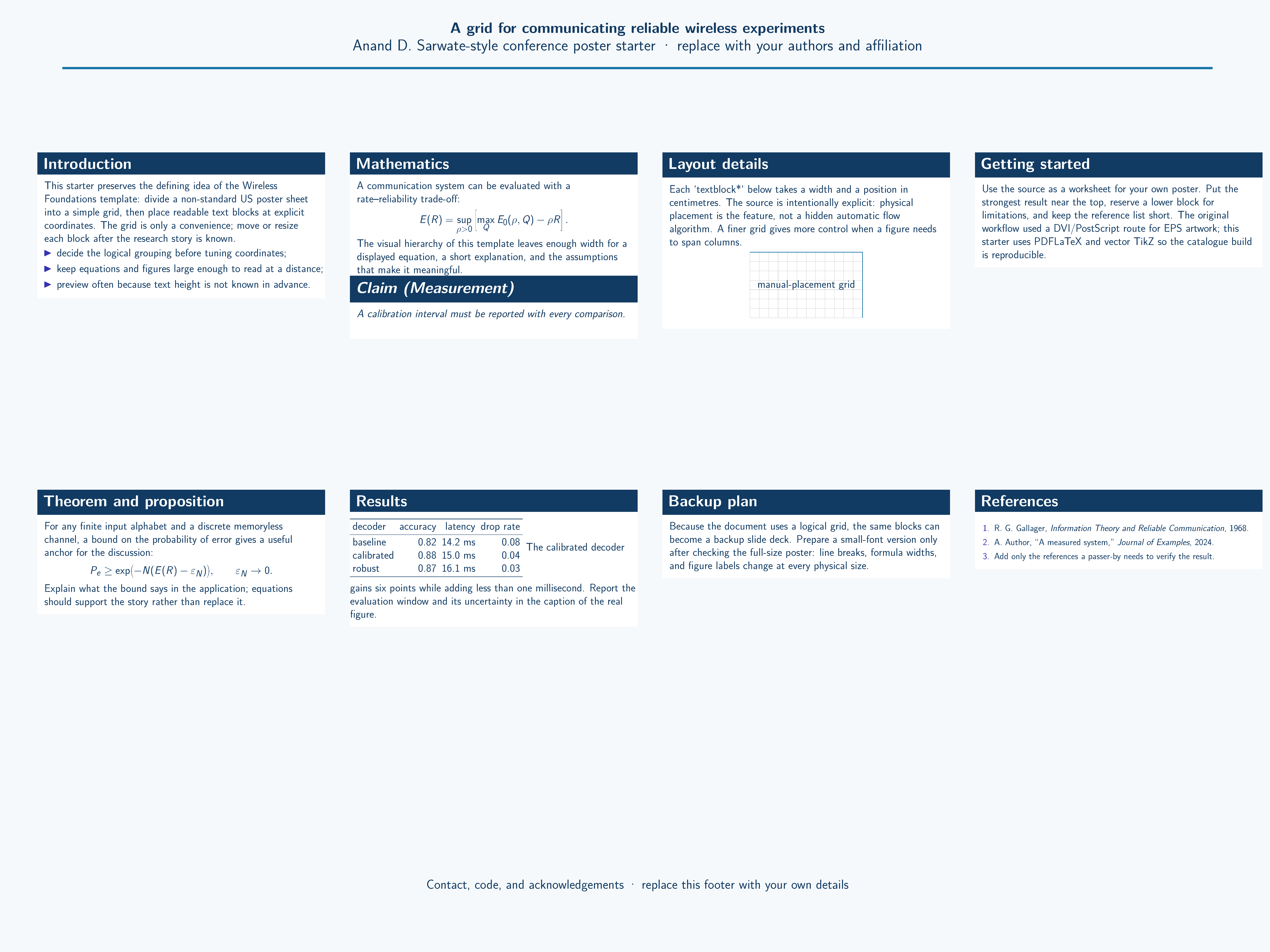 First page of the Wireless Foundations Poster template