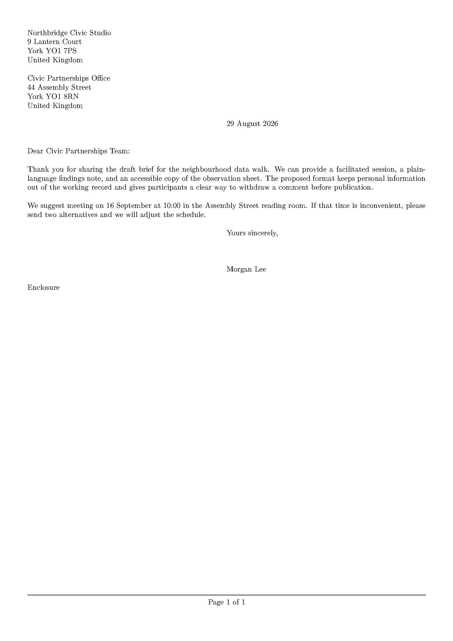 First page of the Yet Another Letter template
