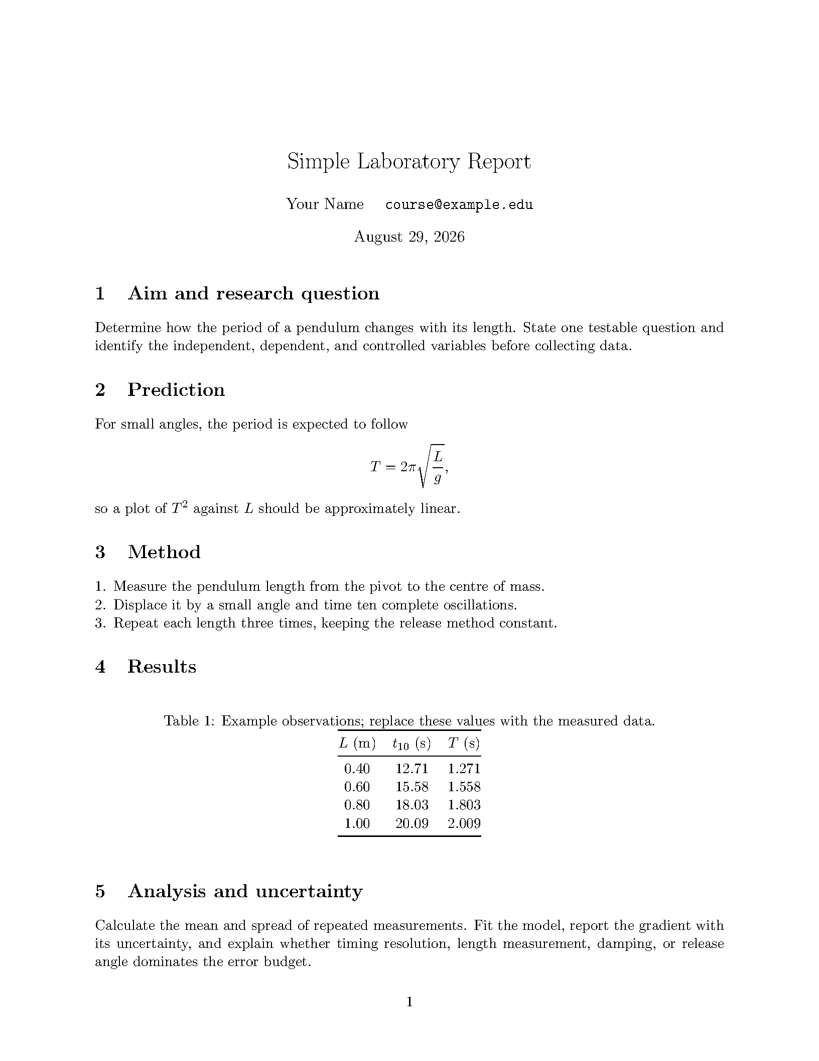 First page of Zappala Simple Lab Report
